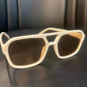 Cream Aviator Sunglasses with Amber lenses